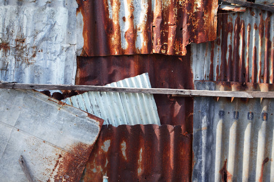 texture of rusty corrugated metal background.