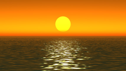 gold sunset in ocean