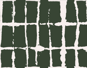 Naklejka premium Green, Gray Dark Geo Pattern Kimono Design. Seamless Painted Geometrical Wabi Sabi Ikat Ornament. Organic Tie Dye Batik Retro Boho Fabric Background. Kimono Geo Pattern Female Fashion Vintage Prints.