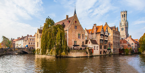 Brugge medieval historic city. Brugge streets and historic center, canals and buildings. Brugge...