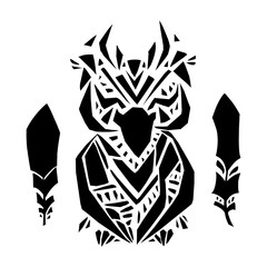 Crow in ethnic style. Hand drawn vector illustration