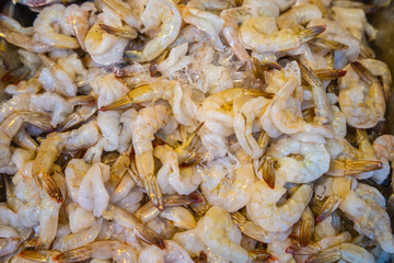 Fresh shrimps in a market.