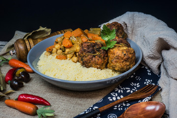 Moroccan beef kefta meatballs meatball and semolina