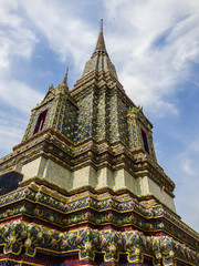 Large colorful stupa in the Phra Maha Chedi Si Ratchakan area of Wat Pho (Buddhist temple) in Bangkok, Thailand