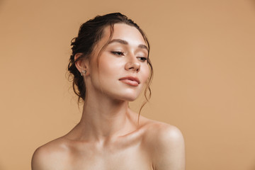 Beauty portrait of an attractive young topless woman