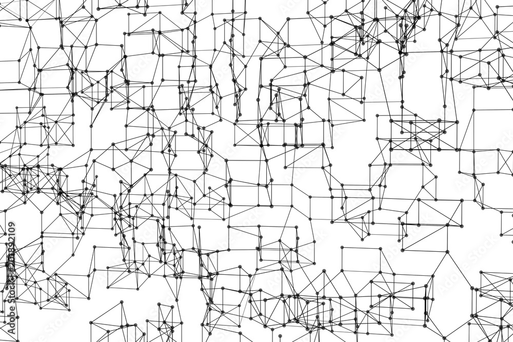 Poster rectangle shape with network connection lines for technology concept, abstract architectural shape. 