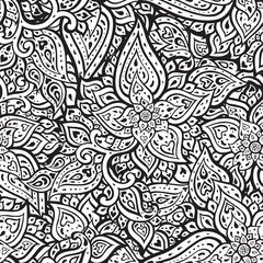 Vintage floral pink background. Beautiful Elegant Ethnic Hand Drawn vintage wallpaper. Seamless pattern with abstract flowers