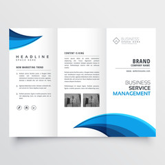 modern blue trifold business brochure layout design