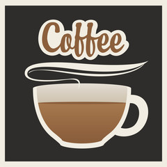 Vector banner with calligraphic inscription Coffee and a full transparent Cup of hot coffee in a frame