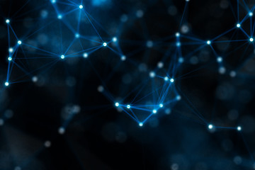 Abstract background. Futuristic style card. Elegant background for business presentations. Lines, point, polygon in 3d space.