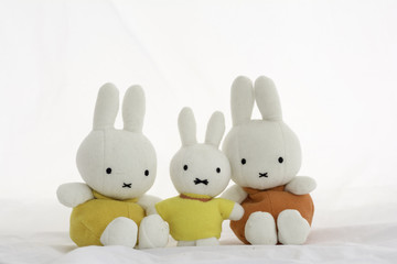 Doll family.Rabbit on a white background