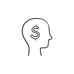 Rich brain in the head hand drawn outline doodle icon. Smart head sketch illustration for print, web, mobile and infographics isolated on white background.