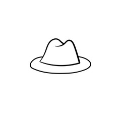Fedora hat hand drawn outline doodle icon. Accessory - classic trilby hat vector sketch illustration for print, web, mobile and infographics isolated on white background.