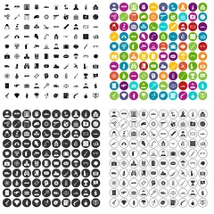 100 antiterrorism icons set vector in 4 variant for any web design isolated on white