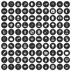 100 care icons set in simple style white on black circle color isolated on white background vector illustration