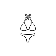 Swimsuit hand drawn outline doodle icon. Female swimsuit vector sketch illustration for print, web, mobile and infographics isolated on white background.