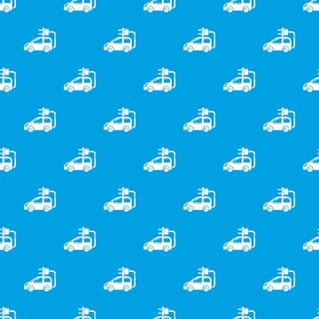 Electric Car Pattern Vector Seamless Blue Repeat For Any Use