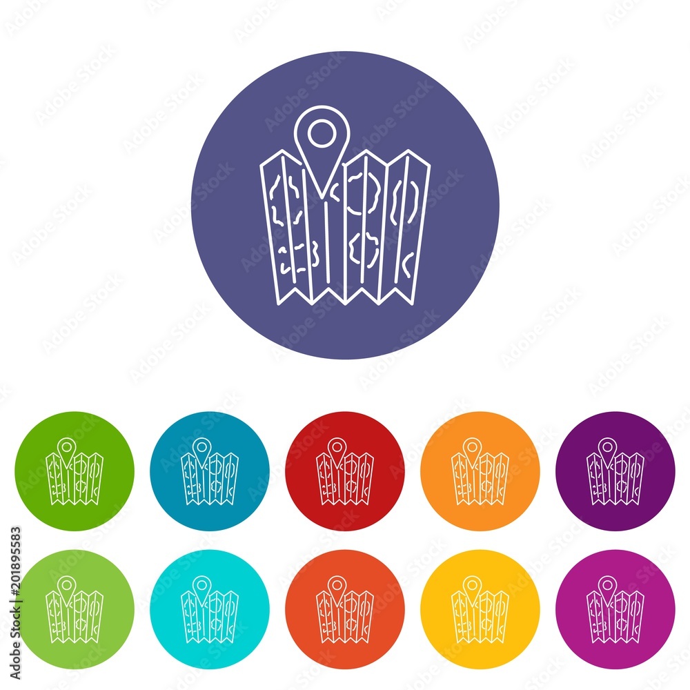 Poster pin on the map icons color set vector for any web design on white background