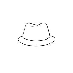 Fedora hat hand drawn outline doodle icon. Accessory - classic trilby hat vector sketch illustration for print, web, mobile and infographics isolated on white background.