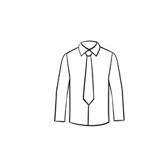 Shirt with necktie hand drawn outline doodle icon. Business attire vector sketch illustration for print, web, mobile and infographics isolated on white background.