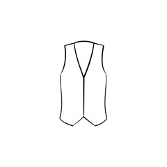 Waistcoat line icon isolated on white background. Vector line icon of suit waistcoat for infographic, website or app.