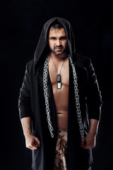 handsome muscular man with chain