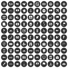100 cartography icons set in simple style white on black circle color isolated on white background vector illustration