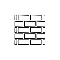 Brick wall hand drawn outline doodle icon. Construction of wall from brick vector sketch illustration for print, web, mobile and infographics isolated on white background.