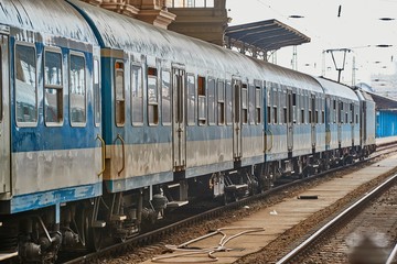 Obraz premium Railway station with passanger train