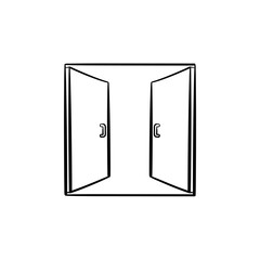 Open doors hand drawn outline doodle icon. Access vector sketch illustration for print, web, mobile and infographics isolated on white background.
