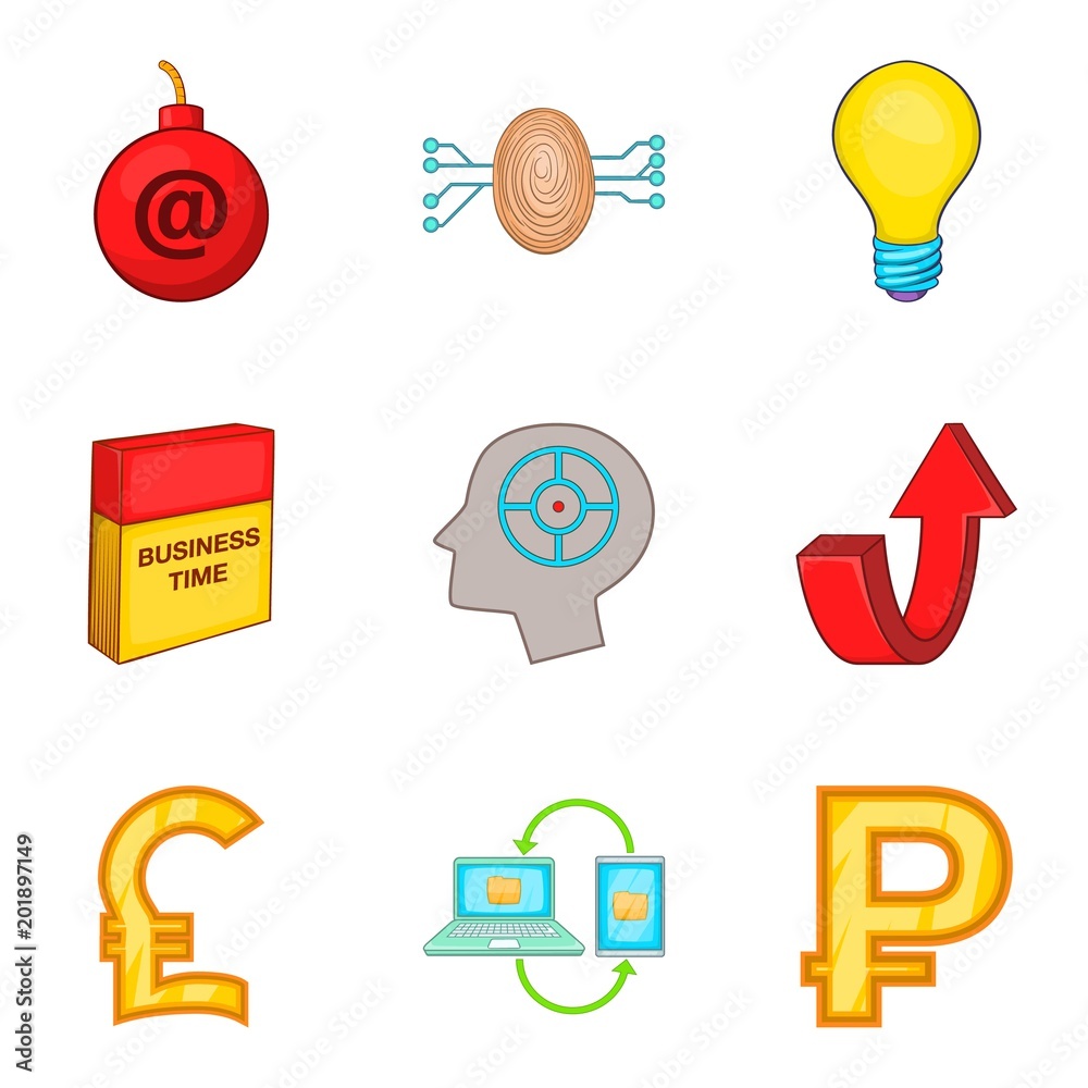 Poster software application icons set. cartoon set of 9 software application vector icons for web isolated 