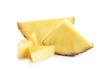 Slices of fresh pineapple on white background