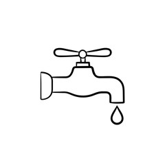 Water pipe with clean drop hand drawn outline doodle icon. Water drop falling from the pipe vector sketch illustration for print, web, mobile and infographics isolated on white background.