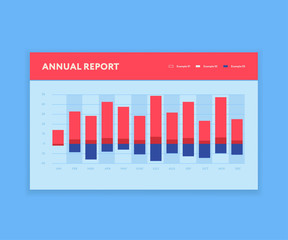 Modern bar graph template. Business infographic. Flat color style. Dashboard UI element.