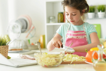 Girl cook delicious to eat