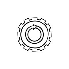 Metal gear hand drawn outline doodle icon. Cog wheel vector sketch illustration for print, web, mobile and infographics isolated on white background.