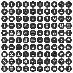 100 child health icons set in simple style white on black circle color isolated on white background vector illustration
