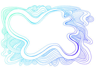 Blue and dark blue decorative doodles waves frame