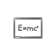 E equal mc 2 vector hand drawn outline doodle icon. Physics formula - e equal mc 2 vector sketch illustration for print, web, mobile and infographics isolated on white background.
