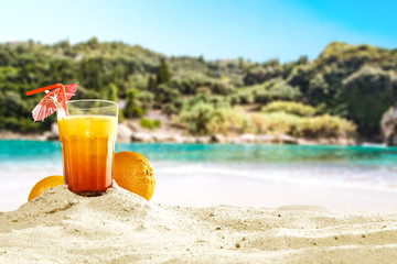 summer drink on beach 
