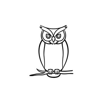Wisdom owl hand drawn outline doodle icon. Owl bird symbolizing wisdom vector sketch illustration for print, web, mobile and infographics isolated on white background.