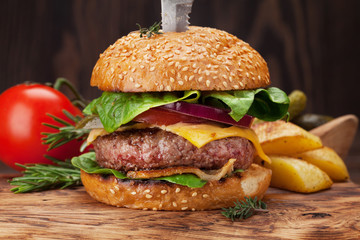 Tasty grilled home made burger