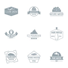 Clean water logo set. Simple set of 9 clean water vector logo for web isolated on white background