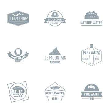 Clean water logo set. Simple set of 9 clean water vector logo for web isolated on white background