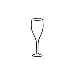 Champagne glass hand drawn outline doodle icon. Vector sketch illustration of champagne with bubbles for print, web, mobile and infographics isolated on white background.