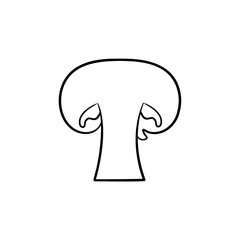 Button mushroom hand drawn outline doodle icon. Vector sketch illustration of slice of healthy raw mushroom for print, web, mobile and infographics isolated on white background.