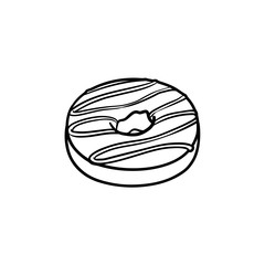 Doughnut hand drawn outline doodle icon. Vector sketch illustration of glazed doughnut for print, web, mobile and infographics isolated on white background.