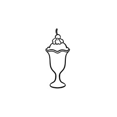 Ice-cream hand drawn outline doodle icon. Cup of decorated ice-cream sorbet vector sketch illustration for print, web, mobile and infographics isolated on white background.