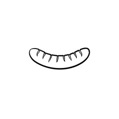 Grilled sausage hand drawn outline doodle icon. Vector sketch illustration of sausage for print, web, mobile and infographics isolated on white background.