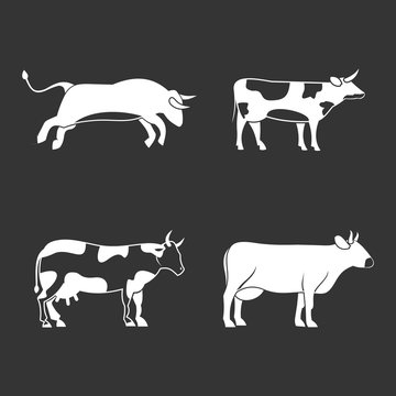 Bull, cow icon set vector white isolated on grey background © ylivdesign